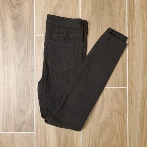 Free People black skinny highwaist brocade jeans